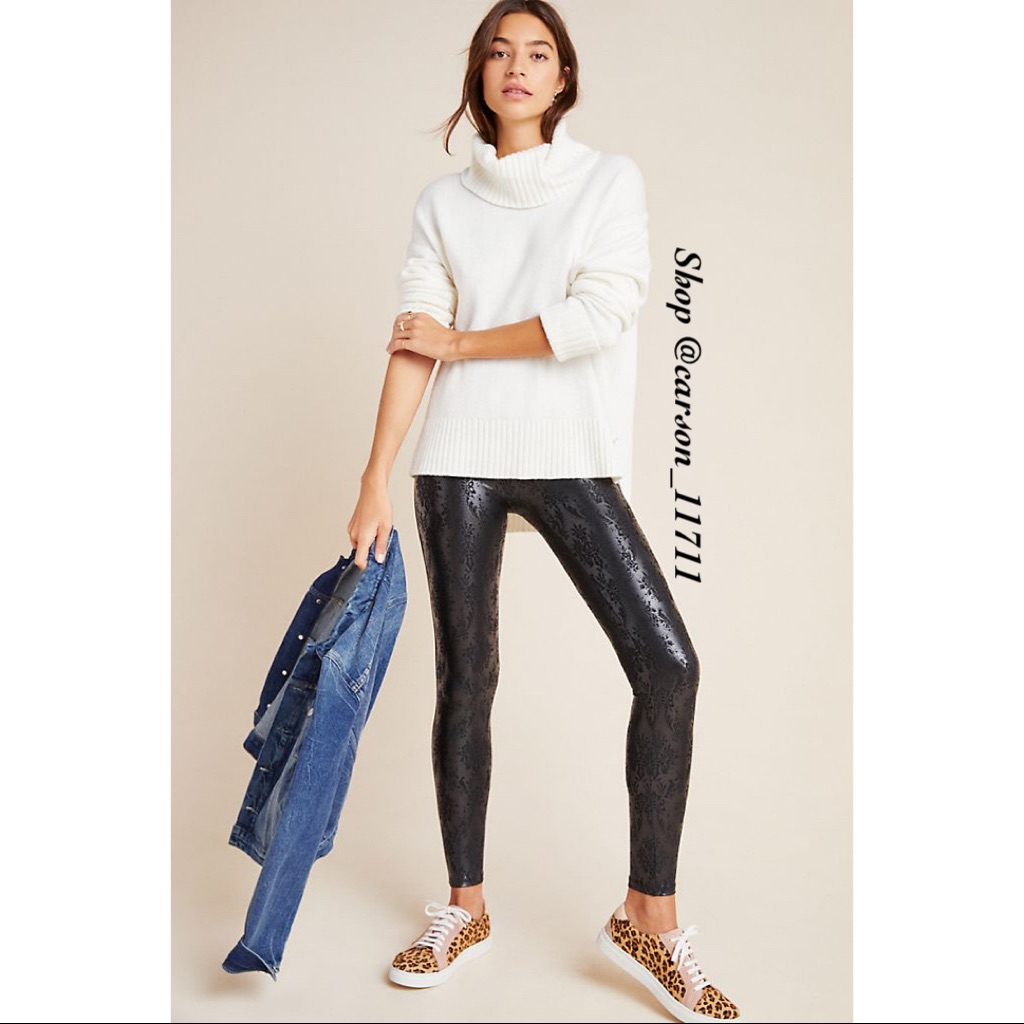 Nwt Spanx Brocade Faux Leather Leggings M